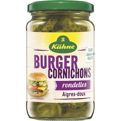 Cornichons burger rondelles 185g