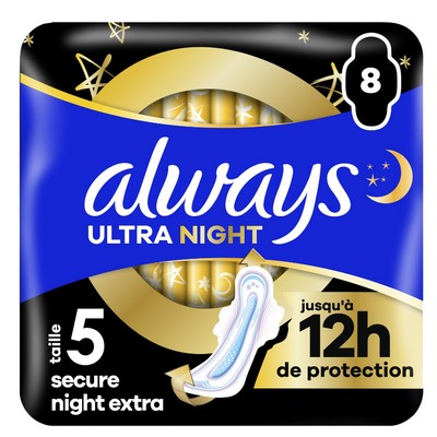 Serviettes ultra secure night extra x8 59.11g